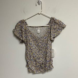 Japna Women Top Floral Multicolor Short Sleeve Size S